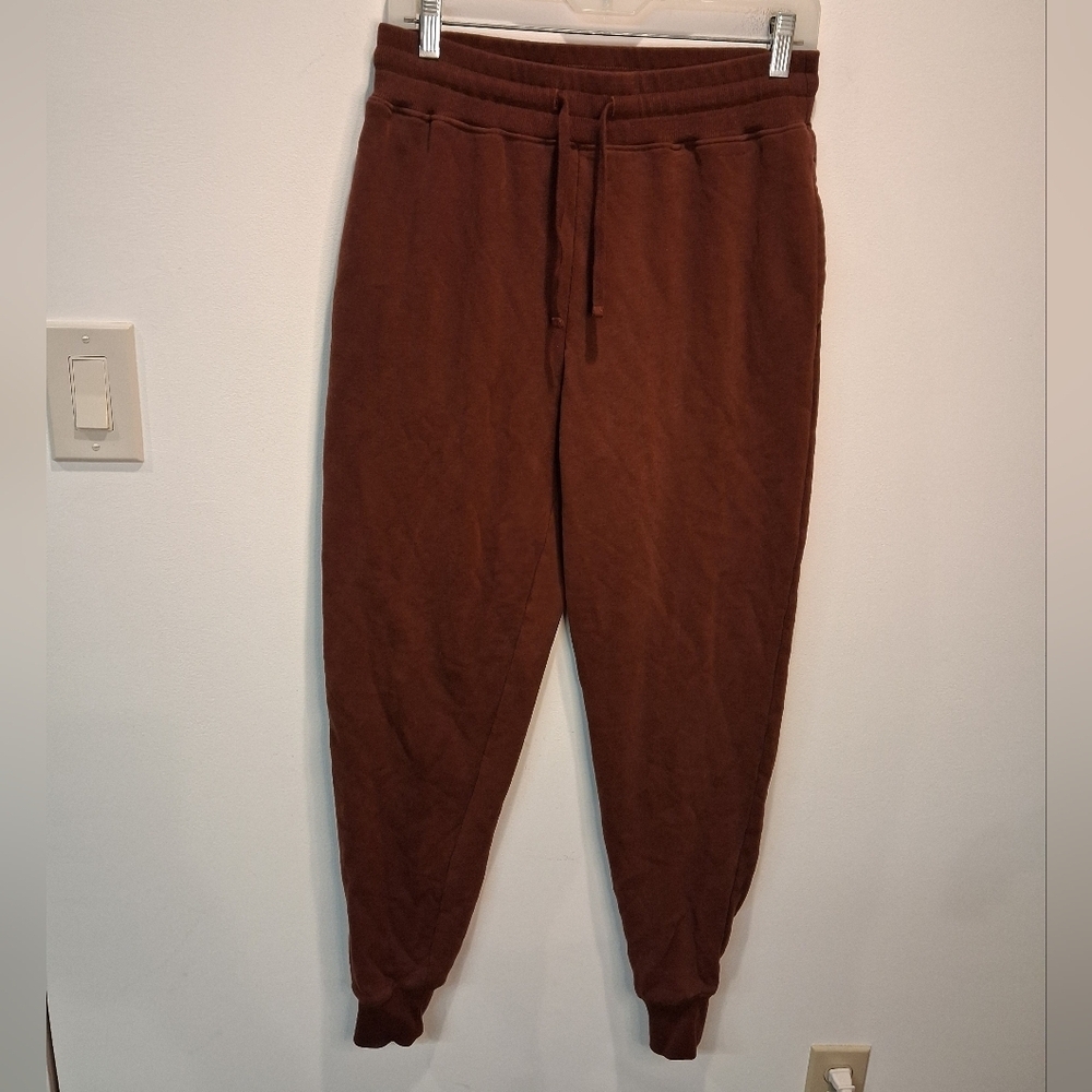 Goumi Womens Size S Organic Cotton French Terry Brown Sweatpants